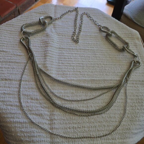 Vintage Silver Drape Chain Belt - Picture 1 of 6
